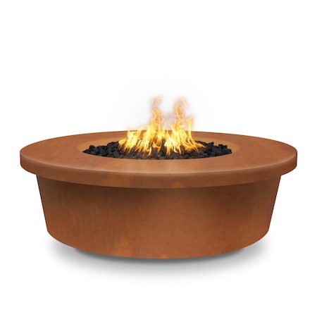 The Outdoor Plus 48 Round Tempe Fire Pit - Corten Steel - Low Voltage Electronic Ignition - Liquid Propane OPT-TEMCS48E12V-LP